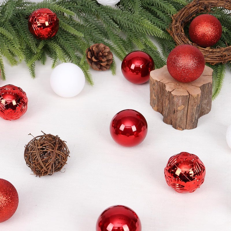 RoseCraft 30PCS Christmas Ball Ornaments, 2.36" Red/White Shatterproof Ornaments Set for Christmas Tree Hanging Decorations, for Home Holiday Xmas Party Decor. - Image 5